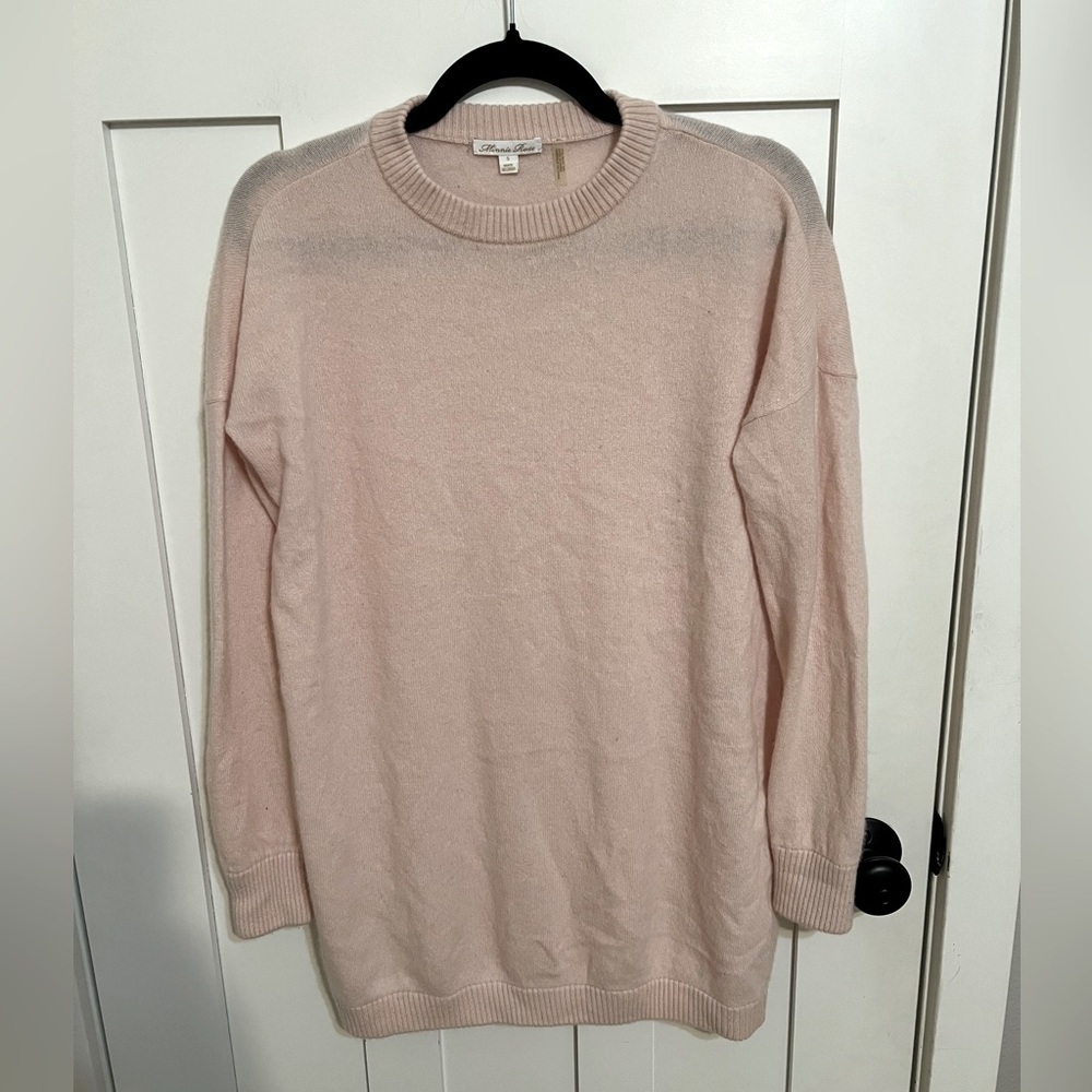 Minnie Rose Lightweight Pink Cashmere Crew neck Sweater Size Small Boyfriend Fit